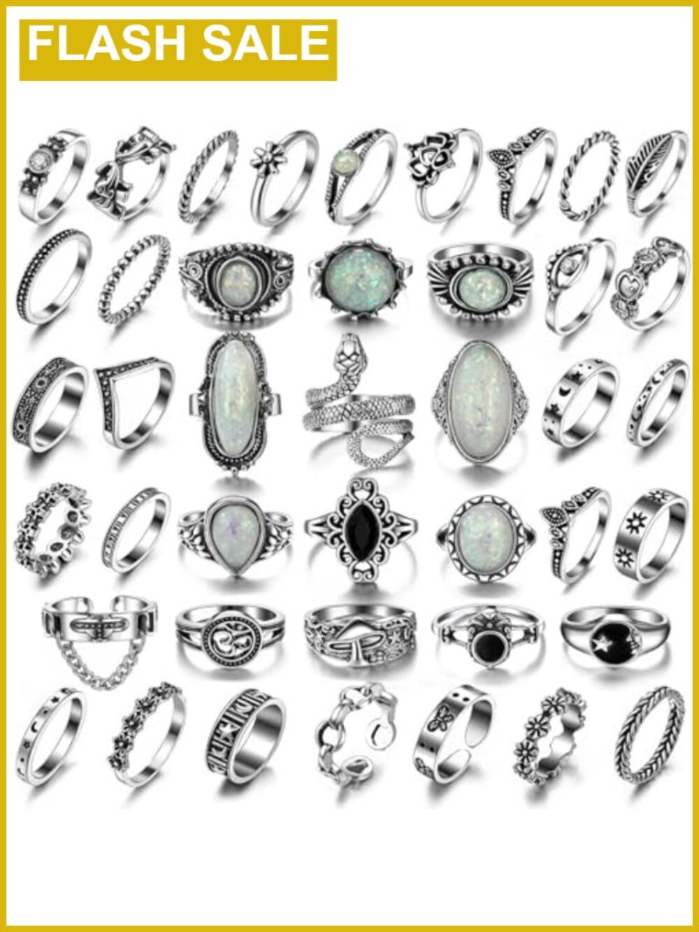 Vintage Silver Knuckle Rings Set, Chunky Boho Stacking Rings for Women Men